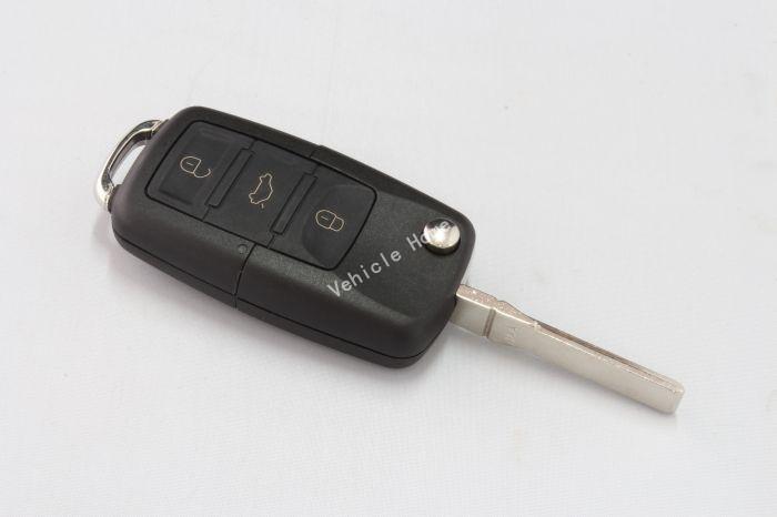 New 3 button uncut flip key shell fob clicker fit for skoda