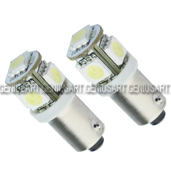 2 x t11 ba9s 5050 smd 5 led xenon white light bulb lamp