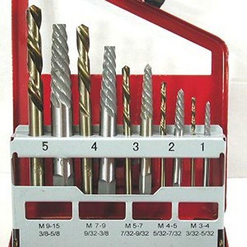 10 pc solid cobalt left hand driil bit + alloy screw extractor kit set