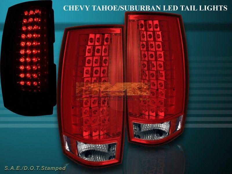 2007-11 chevy tahoe/suburban 07-10 yukon/ yukon denali red/clear led tail lights