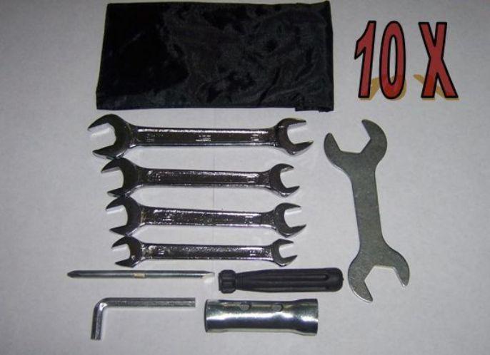 Lot of 10 new universal 10pc motorcycle tool kits for atv tractor car jetski kit