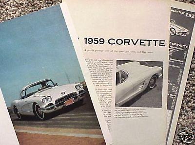 1959 chevy corvette vette original vintage road test  c my store  5+= free ship