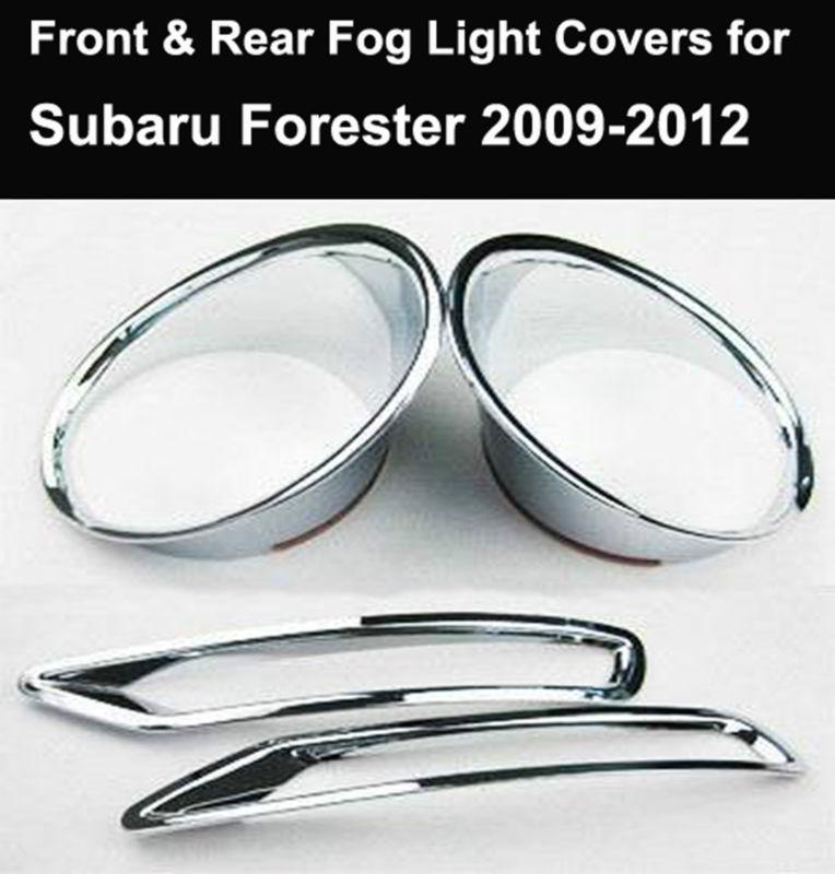 For subaru forester 09 10 11 2012 chrome front&rear fog light lamp covers trims 
