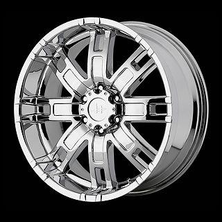 20" x 9" helo he835 chrome rims & 37x13.50x20 nitto mud grappler wheels tires