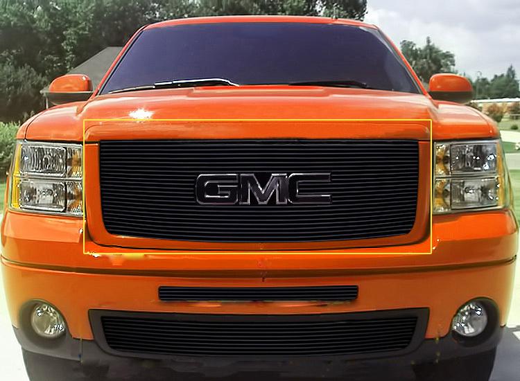 07-13 gmc sierra 1500 new body/07-10 denali upper black grille show logo 1pc