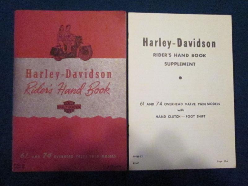 1950 harley davidson hydra-glide rider's hand book + supplement