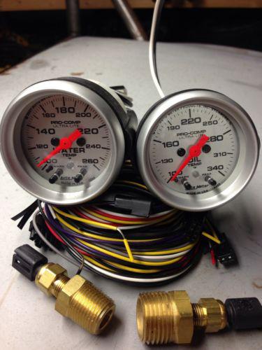 Auto meter water temp 4353 & oil temp 4340 combo 2 gauge set complete no reserve