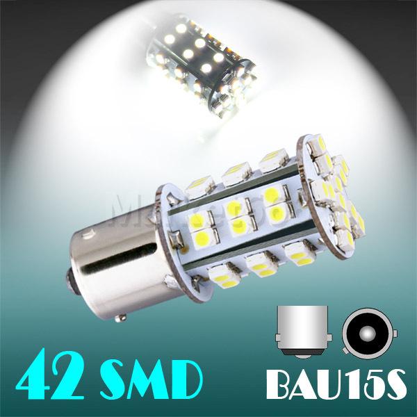 1156 bau15s 42 smd pure white tail brake turn parking led car light bulb lamp