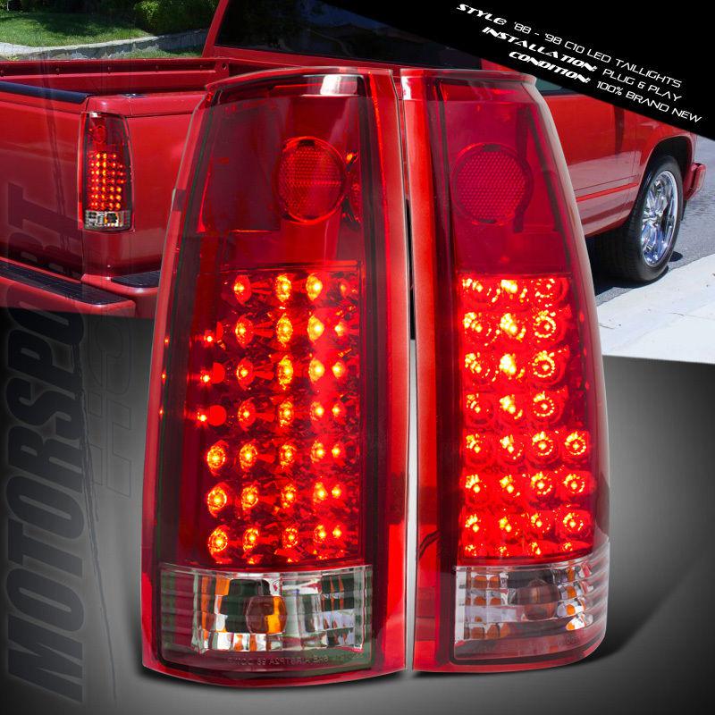 92-98 gmc yukon jimmy c/k c10 red lense led hi power tail brake signal lights