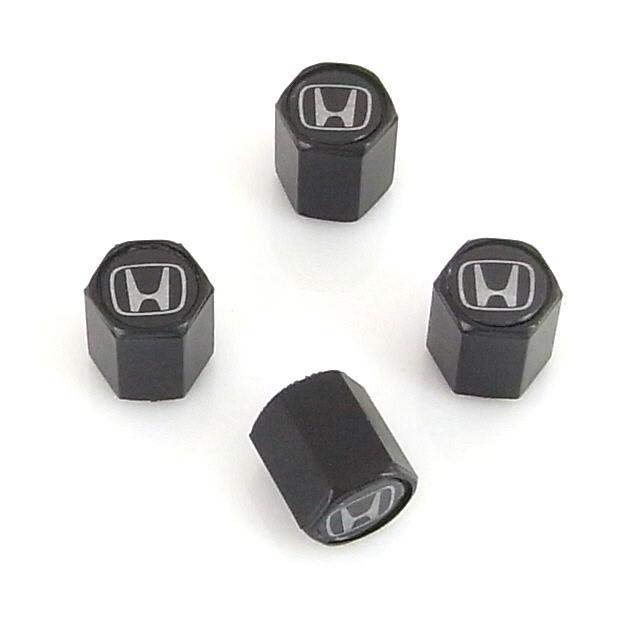 Honda black logo black tire stem valve caps