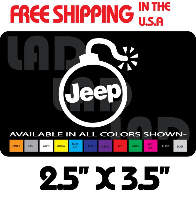 1- jeep bomb vinyl decal sticker 2.5"x3.5" 4x4 off-road