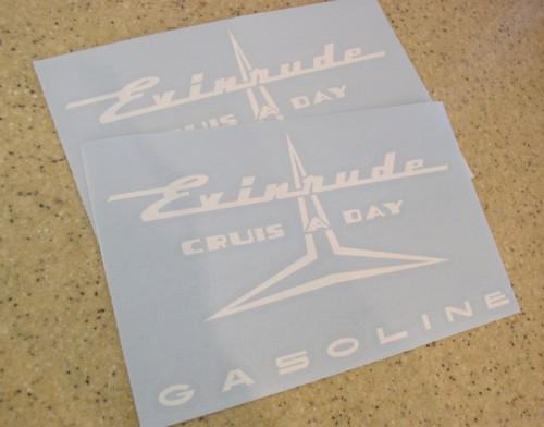 Evinrude crus-a-day vintage tank decal 2-pak free ship + free fish decal!