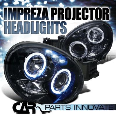 Glossy piano black subaru 02-03 impreza tinted led projector headlights