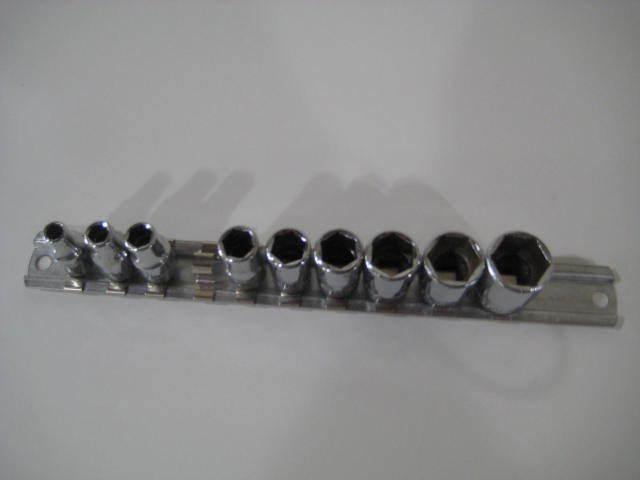 Snap on 1/4" drive socket set 6 point 3/16" to 9/16, 9 sockets w/ rail like new