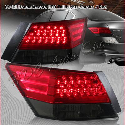 2008-2011 honda accord sedan led altezza smoked red rear brake tail light lamps