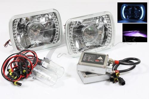 7x6 h6014/h6052/h6054 white projector chrome housing+12000k pink hi/lo hid combo