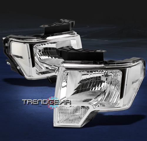 09-12 ford f-150 pickup truck crystal headlight lamp chrome 10 11 left+right new