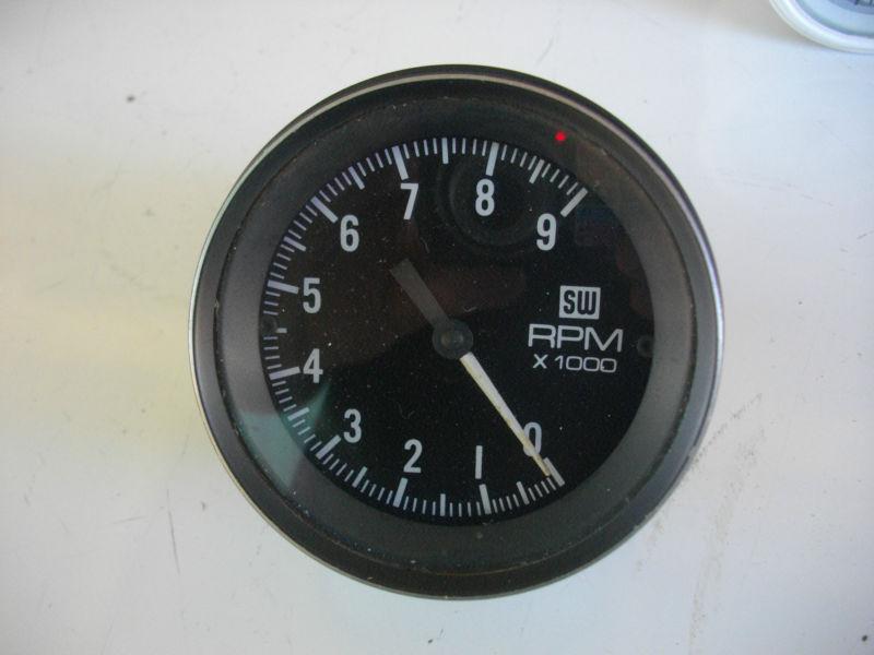 Stewart warner black face 9000 rpm mechanical tach tachometer 826065