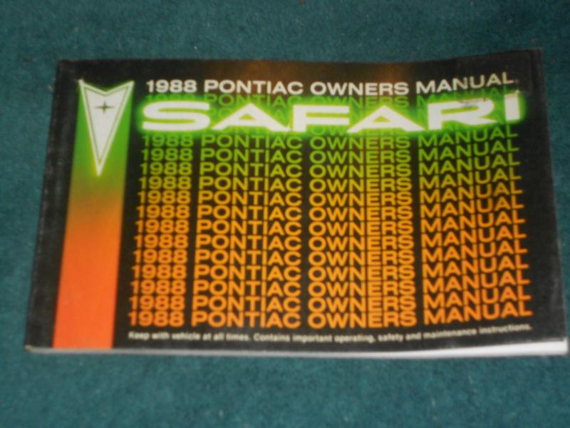 1988 pontiac safari owners manual original guide book!