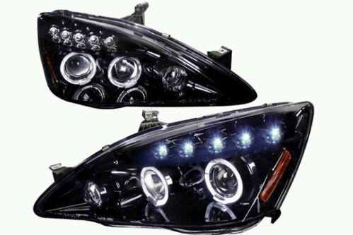 03-07 accord led halo projector headlights glossy black