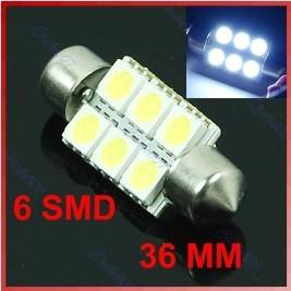 10 pcs white 36mm 6-smd 5050 led festoon dome car light lamp bulb 12v