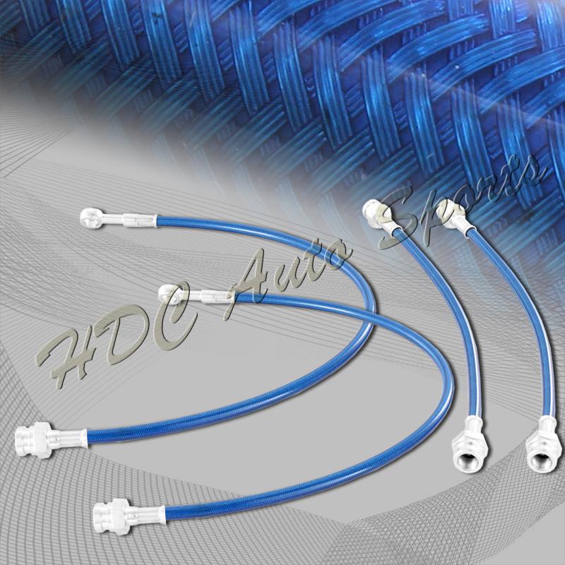 86-91 mazda rx-7 fc3s s4-s5 front+rear stainless steel brake line hose kit blue