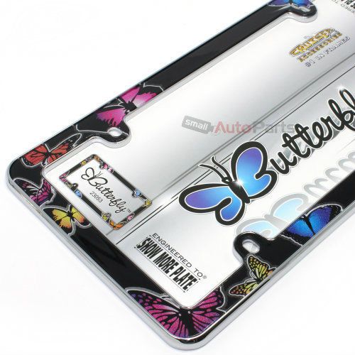 Butterfly plastic chrome license plate tag frame for auto-car-truck