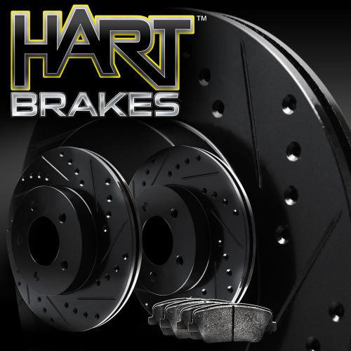 [rear kit] black hart drilled slotted brake rotors and ceramic pad bhcr.39018.02