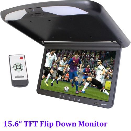 15.6&#034; led overhead roof mount monitor 2 video-in flip down in-car display+remote