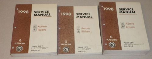 1998 oldsmobile aurora buick riviera oem service shop manual 3-vol set books