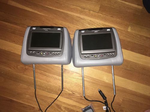 Gm oem dvd lcd 7&#039; monitor headrest pair cadillac escalade tahoe etc.