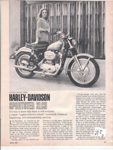 Harley davidson sportster xlch   5pg original magazine test article 1967