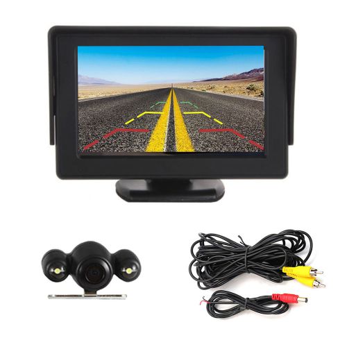 4.3&#034; tft lcd monitor car rear view system backup reverse camera night vision kit