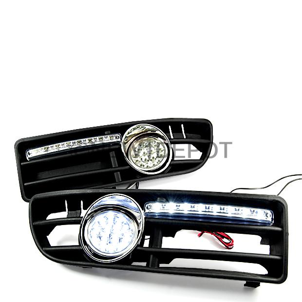 2 pcs for 99-04 vw jetta bora mk4 led white fog light 6000k front bumper grille