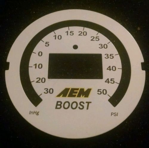 Aem boost gauge face plate, white, -30-50 psi