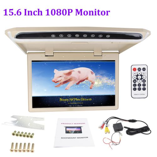 15.6 inch 1080p hd car flip down tft lcd monitor auto roof mount display hdmi sd