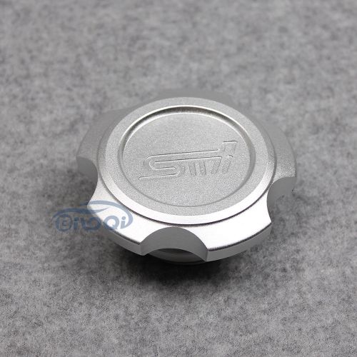 Sti silver engine oil fuel filler cap tank cover for subura outback justy wrx