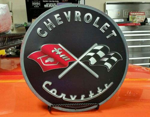Chevrolet corvette emblem metal garage sign decor z51 z07 c6 c7 396 427 454