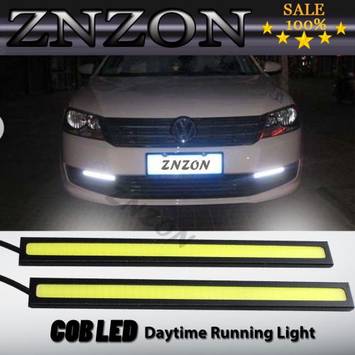 2x waterproof super bright cob white led stripe lights drl car fog driving lamp