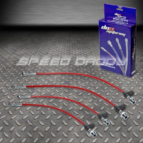 Front+rear stainless steel hose jdm brake line 86-89 acura integra da1/da3 red