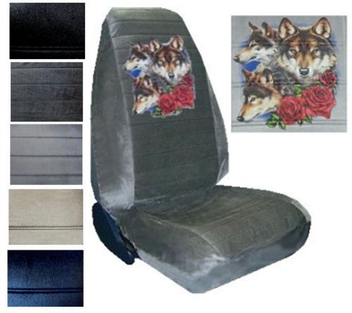 Velour seat covers car truck suv wolves with roses high back pp #x