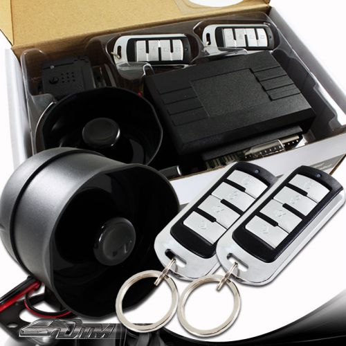 Jdm 1 way car truck van alarm system black / chrome 4 button remote controller