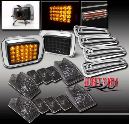 03-09 hummer h2 led corner+cab roof running+side marker cover light smoke signal