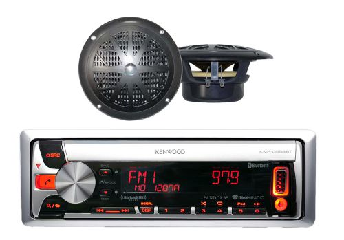 Kmr-d562bt marine bluetooth cd/mp3 usb iphone pandora radio+2x 4&#034; black speakers