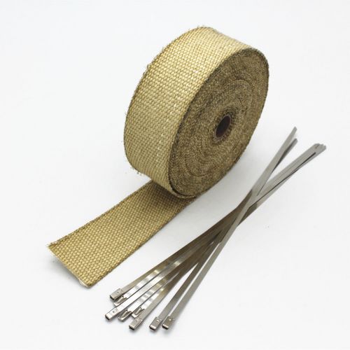 Exhaust pipe heat header wrap insulation thermal tape roll 2 inch x 50 feet tan