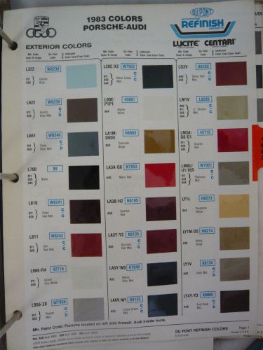 1983 porsche audi color chips world color sheet dupont refinish 80-81 info