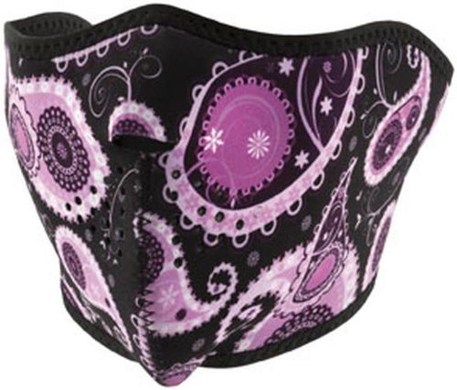 New zan headgear paisley adult neoprene half-mask, pink/black/purple, one size