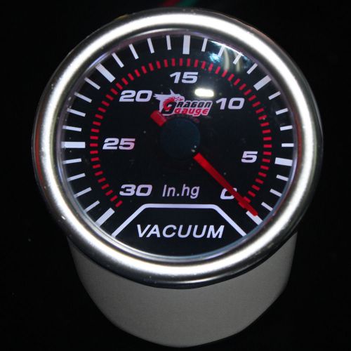 Pointer 2&#034; 52mm car universal smoke len led vacuum gauge meter in.hg