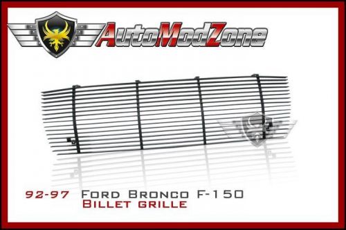 92-97 ford bronco f-150 f-250 gloss black billet grille grill insert