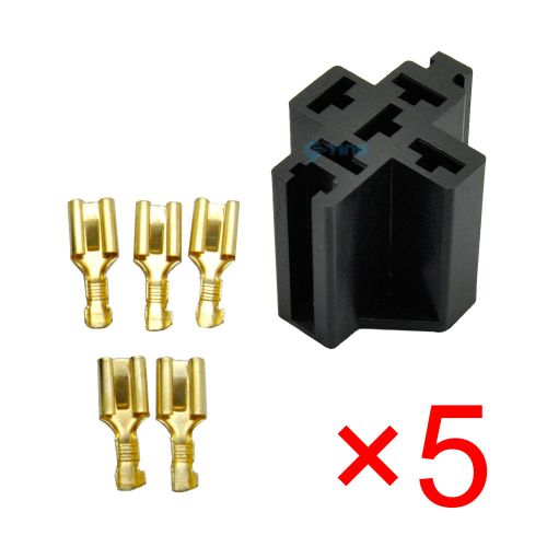 5x high quality 5 pin car truck relay socket 12v 30/40amp 6.3mm terminal